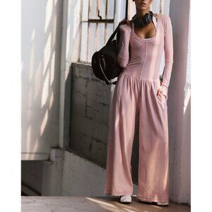 Hot Shot Wide Leg Onesie - Color Rose Water
